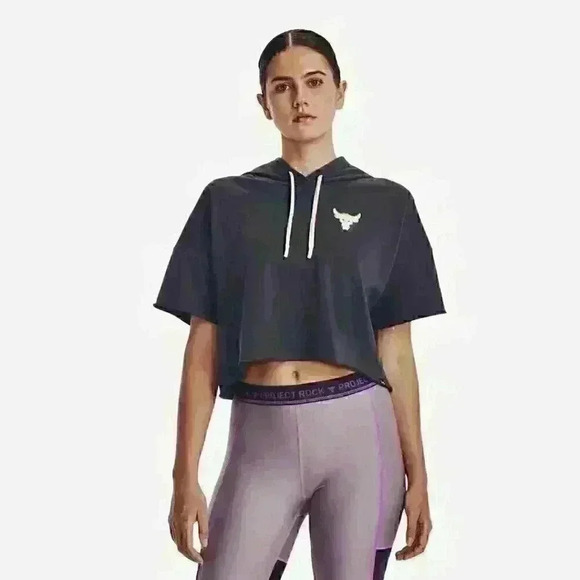 NEW! Under Armour Women's XL Armour Project Rock Rival Terry Hoodie - Picture 4 of 6